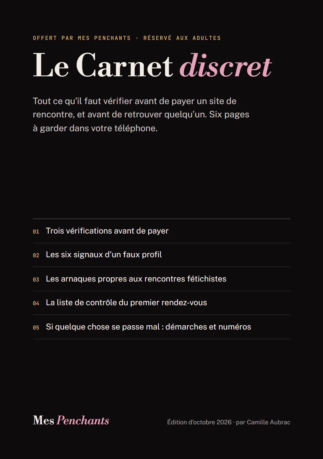Couverture du Carnet discret